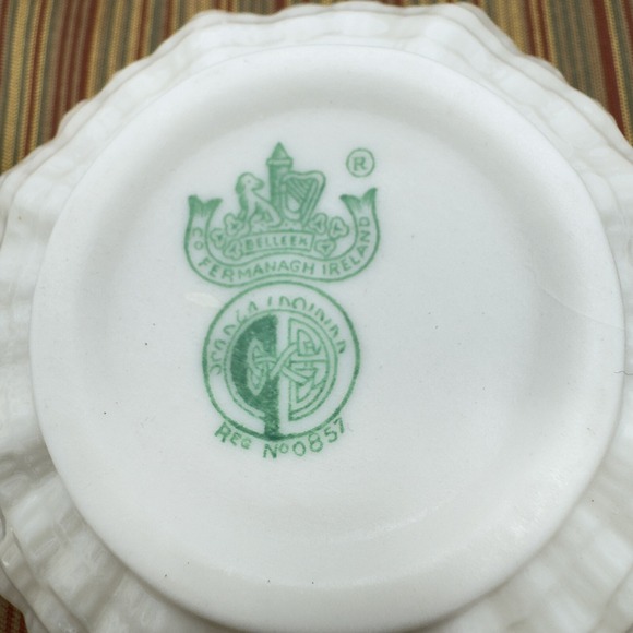 Vintage Belleek Ireland Creamer and Open Sugar Sea Shell Bone China Nautical - Picture 7 of 11